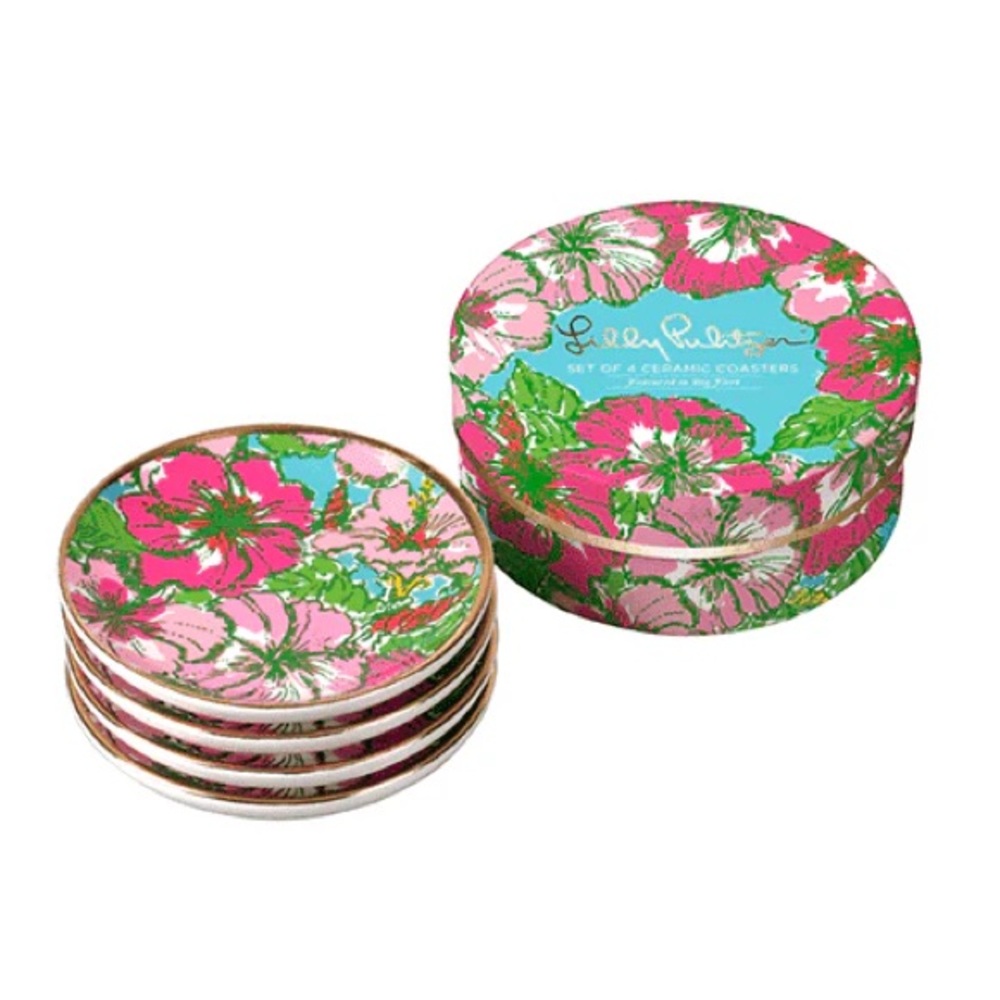 Lilly Pulitzer Ceramic Coaster Set in Big Flirt NWT / NIB